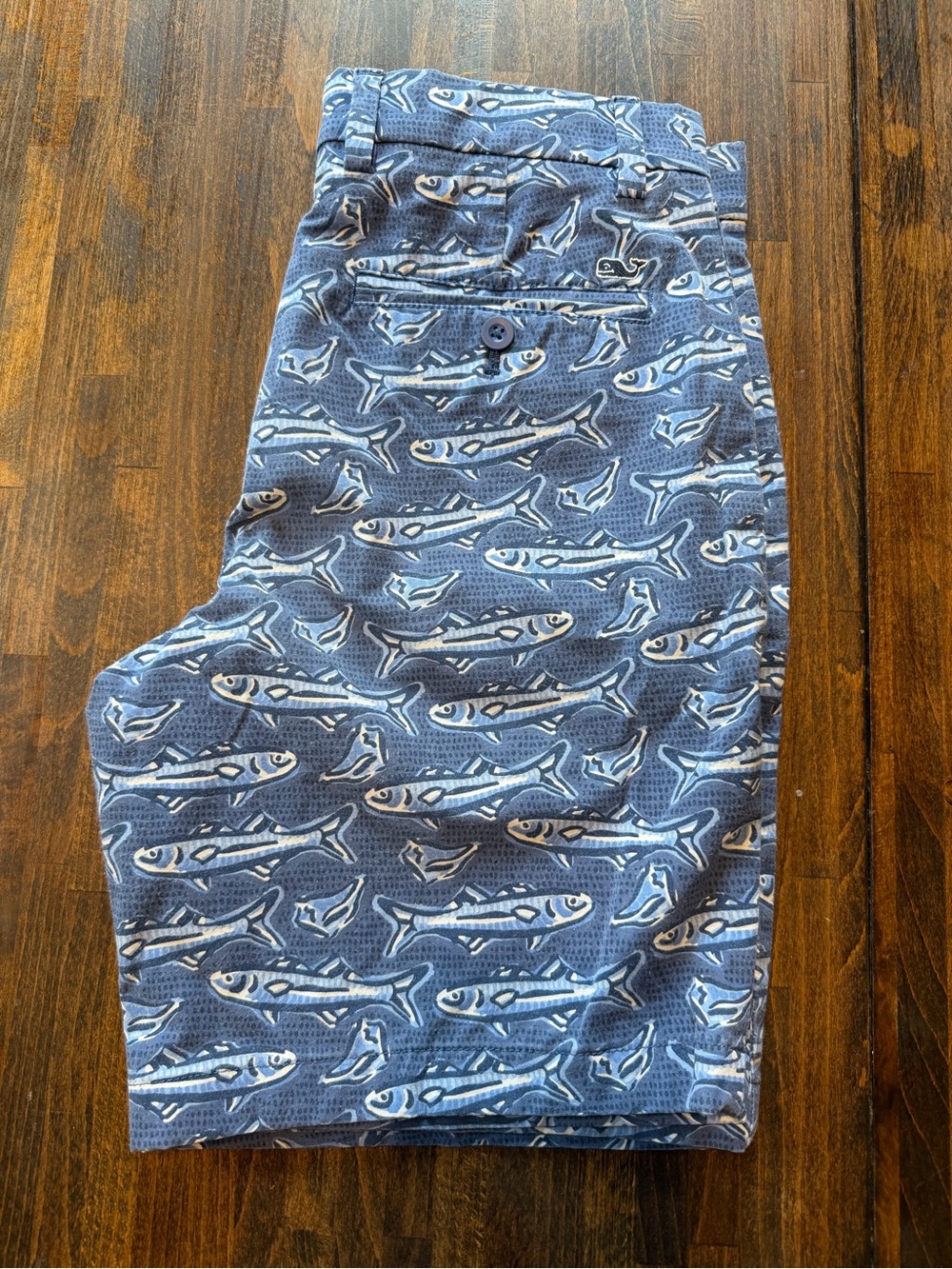 Vineyard Vines Breaker Shorts Mens 28 Fish All Over Print Blue White Chinos Flat